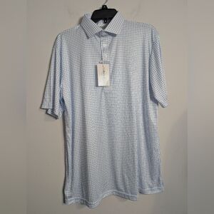 Collars & Co. Shirt Semi-Spread Collar Polo Thin Blue Check Sz M tall